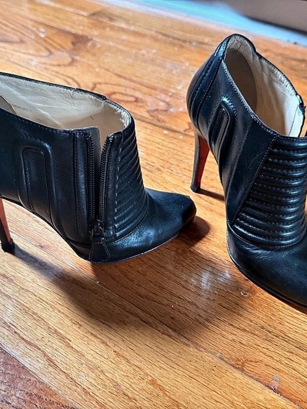 Christian Louboutin Black Ribbed Heeled Ankle Boots